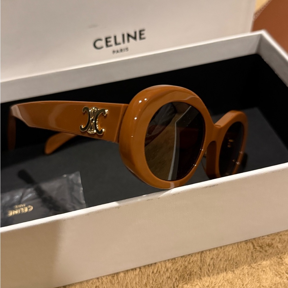 Celine Tan Sunglasses with Gold Accent